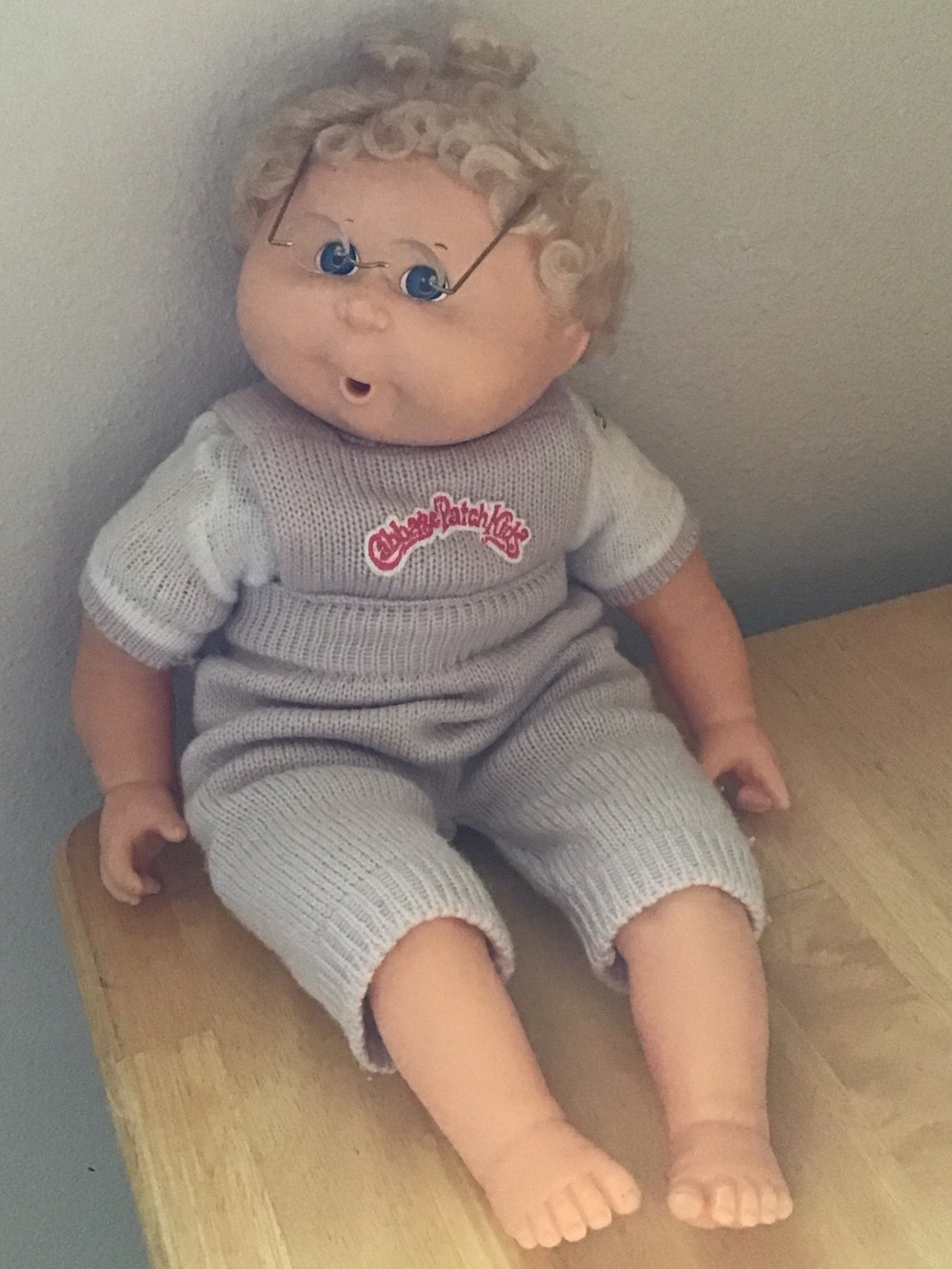 Cabbage Patch Kids Doll in Light Gray Knit Outfit